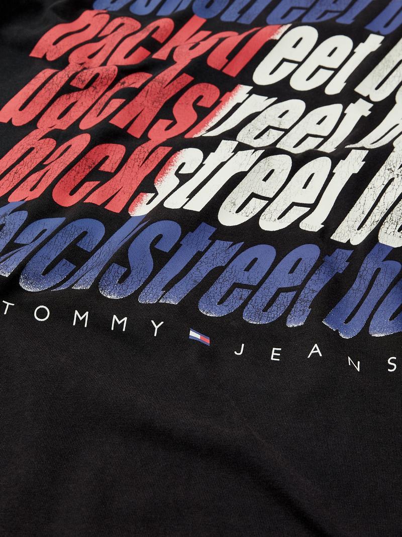 Női Tommy Hilfiger Organic Pamut Backstreet Boys Póló Fekete | HU 464JPQ